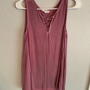 Pink Tank Top with Laces in front